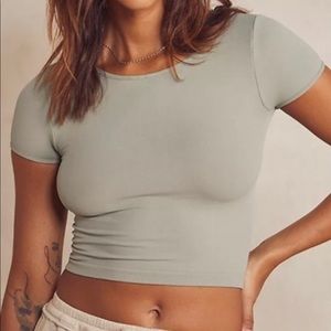 Green Free People Intimately Cap Sleeve Seamless Top